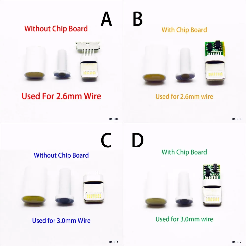 ABCD 4type 4PCS/LOT Lightning Dock USB Plug with chip board or not Male connector welding Data OTG line interface DIY data cable 5pcs lot lightning dock usb plug with chip board or not male connector welding data otg line interface diy data cable