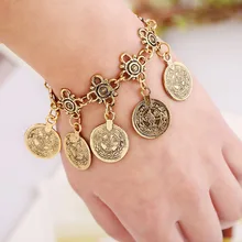 Цыганский родовой браслет для женщин, винтажный шикарный Античный Золотой/Серебряный браслет с монетами, тибетские браслеты, очаровательные ювелирные изделия на удачу