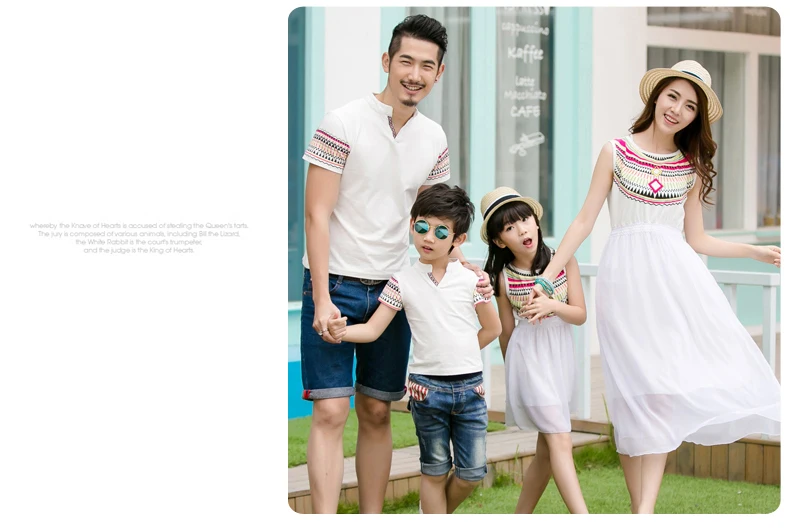 Одинаковые комплекты для семьи; летнее платье для мамы и дочки; сарафан; шифоновое платье; футболка с воротником для мальчиков; белая семейная одежда с тотемом