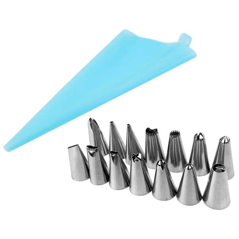 16 PCS/Set Silicone Pastry Bag Nozzles Tips DIY Icing Piping Cream