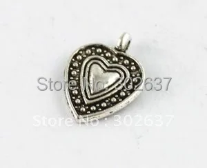 

100pcs Tibetan silver heart-in-heart charms A8267