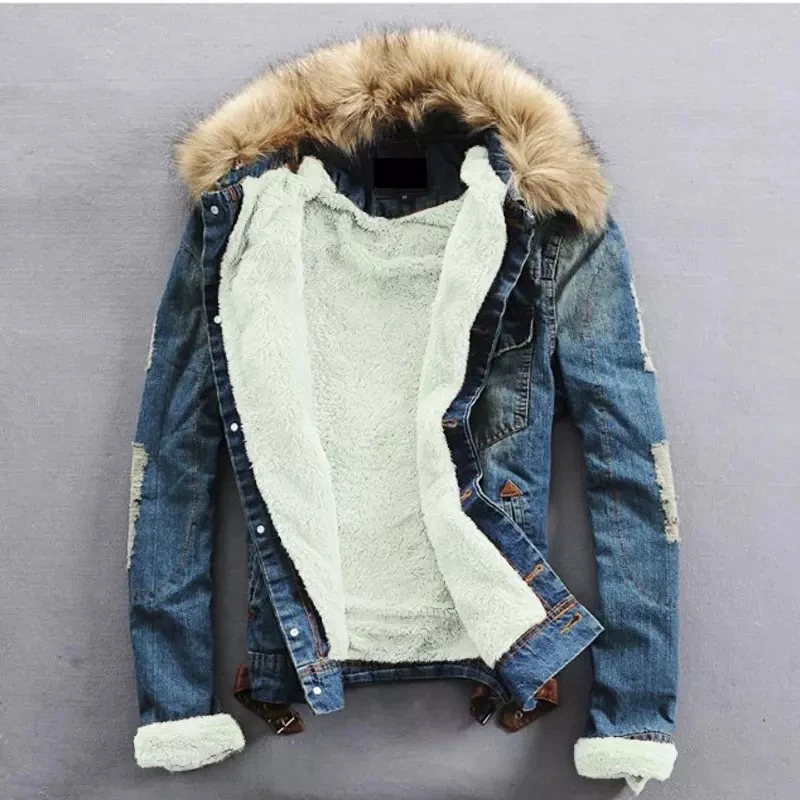 Мужская куртка и пальто, трендовая Теплая Флисовая джинсовая куртка, зимняя модная мужская джинсовая куртка s, верхняя одежда, мужская ковбойская куртка размера плюс S-4XL