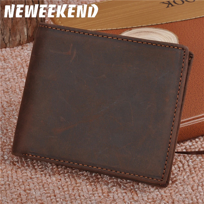 Genuine Leather Wallet for Men Bifold Mini Money Bags Short Purse Credit Card Holder Cash Coin Pocket Male Solid Standard Wallet 2