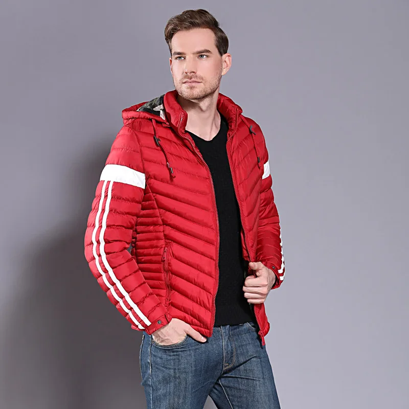 COUTUDI, зимняя мужская куртка высокого качества с хлопковой подкладкой, брендовая куртка с капюшоном, модная толстая верхняя одежда, мужская теплая куртка - Цвет: Red