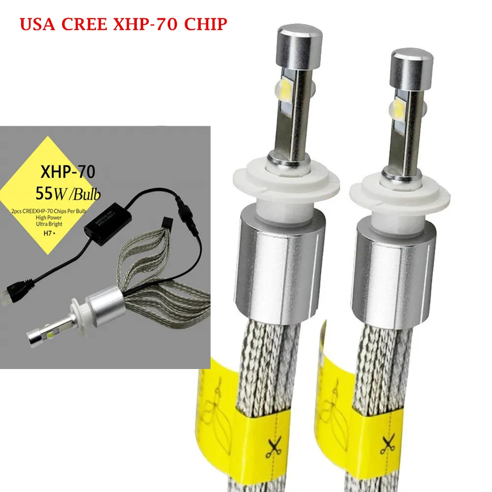 

Special Offer! 12V-24V H7 Auto Cree xhp70 Chip LED Headlight Kit Car Bulbs EMC Driver xhp70 H7 H4 H11 9005 9006 H1 Led Headlight