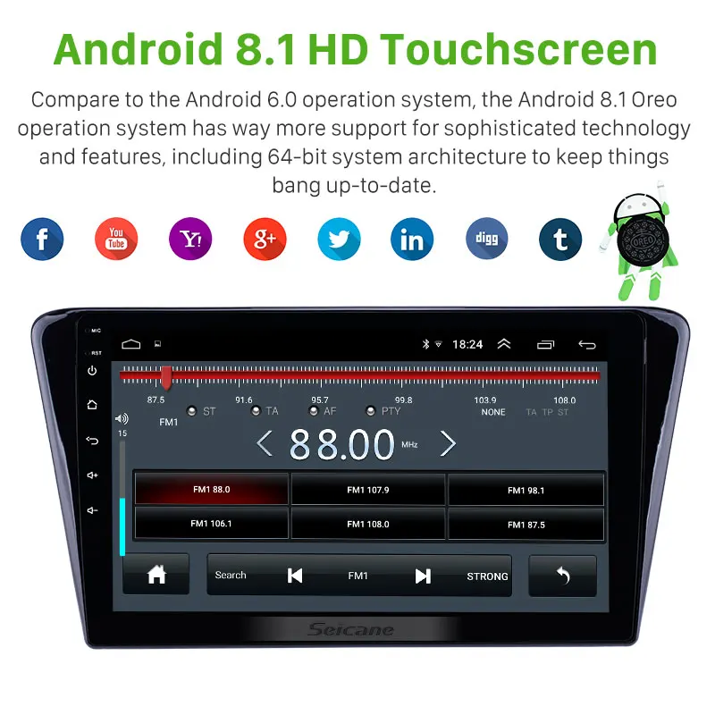 Best Seicane Car GPS for 2014 Peugeot 408 Android 8.1 10.1 inch Head Unit Stereo Player support DAB+ OBD2 DVR Steering Wheel Control 2