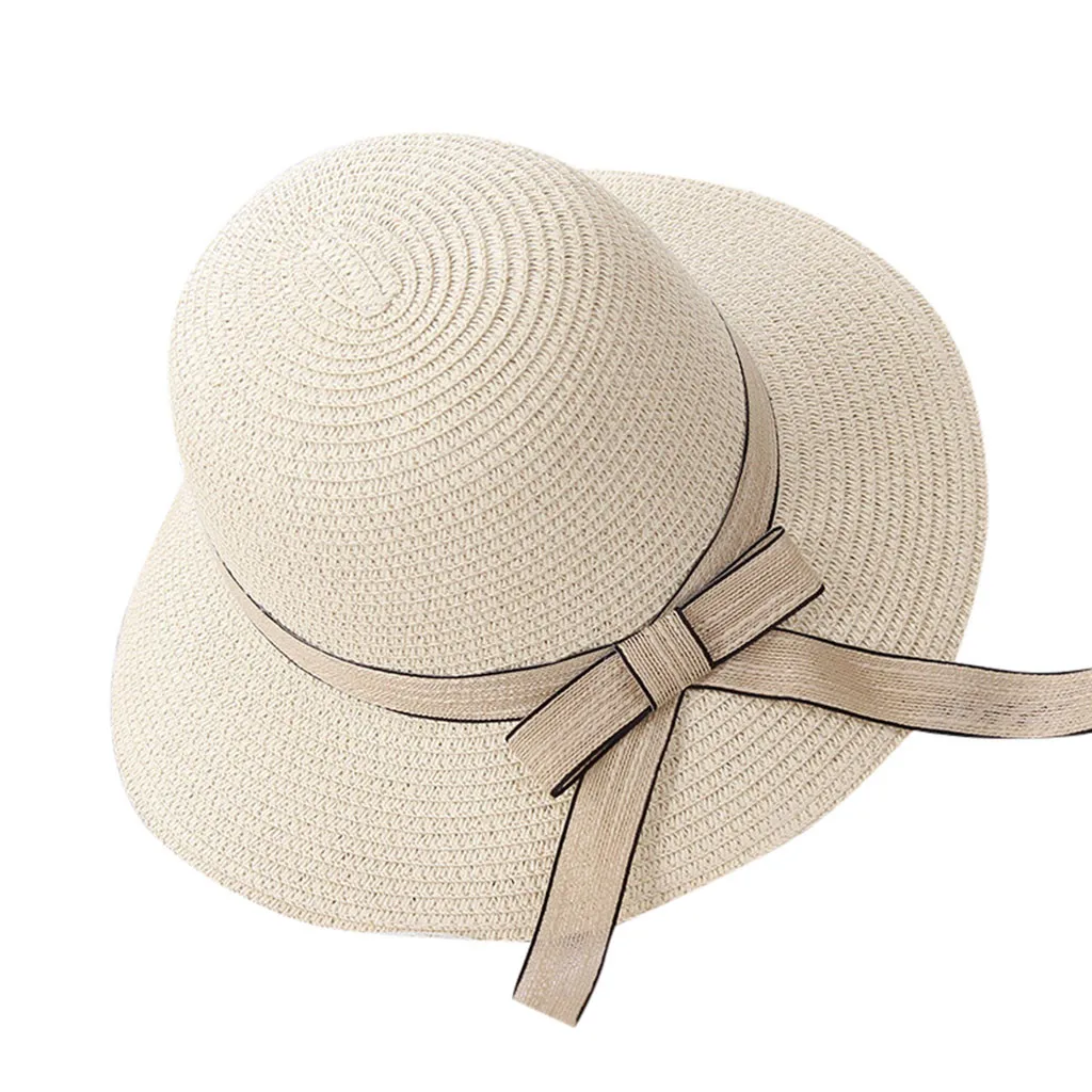Feitong дамы женщины досуг лето женская соломенная шляпа большой широкий пляжный навес шляпа складная солнцезащитная Кепка Защита от солнца УФ-излучения Защитная шляпа# Y25 - Цвет: Бежевый