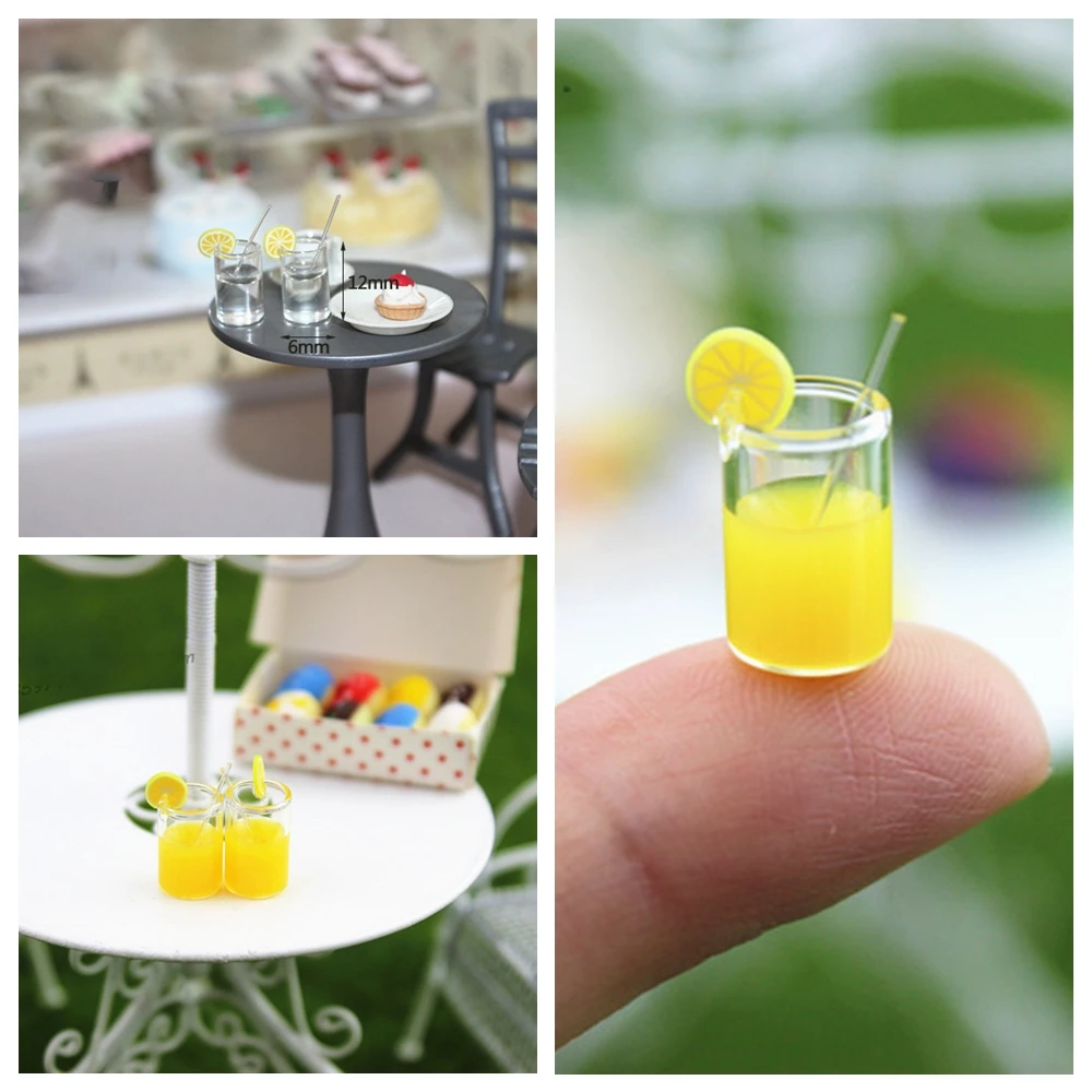 

3PCS/Lot Miniature Dollhouse 1:12 Lemon water mixed miniatural cup for Blyth Doll house Decoration Accessories toys for children