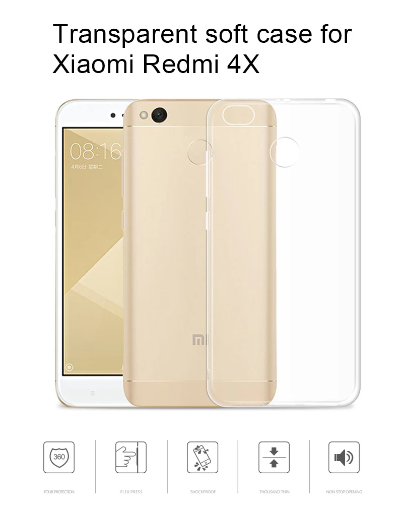 TOMKAS Silicone TPU Case For Xiaomi Redmi 4 4X Mi 5 5X 6 Cases Cover Transparent Fitted Case For Xiaomi Redmi Note 4 Case        (1)