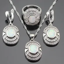 Australia Ópalo de Fuego Blanco Color de Sistemas de La Joyería de Plata Para Las Mujeres Pendientes de Gota Colgante de Collar de Regalo de Navidad Anillo de Caja Libre