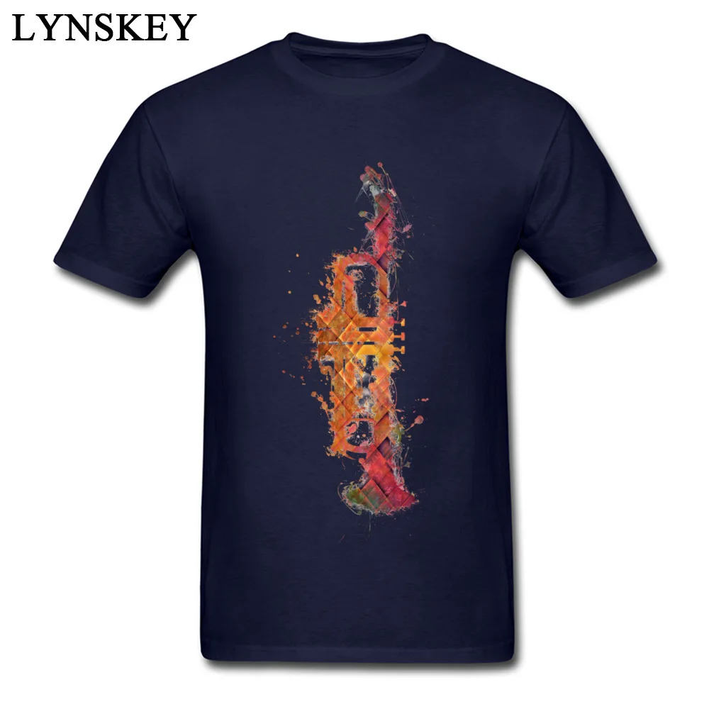 Discount Cool Summer Fall Trumpet Short Sleeve T Shirts All Cotton Round Neck Mens Tops Tees Classic Tee-Shirt Top Quality Trumpet navy