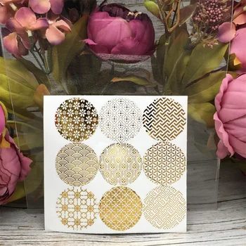 

90Pcs Golden Geometry Circle Handmade Cake Packaging Sealing Label Kraft Sticker Baking DIY Work Gift Box Round Stickers