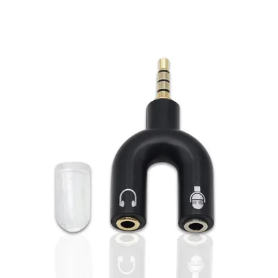 50PCS U Type Adapter Dual 3 5 MM Headphone Plug Audio Cables Splitter Microphone 2 in 1 Swivel Connector For Xiaomi etc