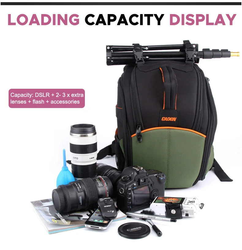 CADeN рюкзак для камеры черный DSLR фото Рюкзак фотография сумка для Nikon Canon sony Pentax камера видео сумка