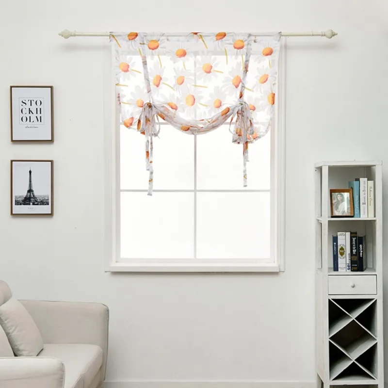 Fresh Sunflower Window Burnt-Out Curtain Panel Sheer Drapes Valance