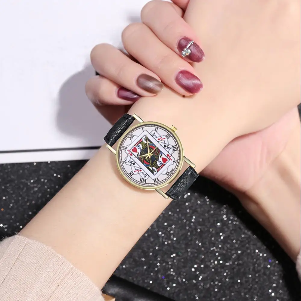 

Vivid poker Pattern Concise PVC Band Quartz Analog Display Wrist Watch Gift