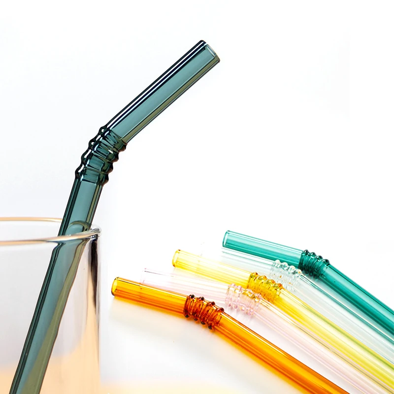  Reusable Clear Glass Straw Cocktail Milk Tea Coffee milk Crystal stirring Bent Drinking Straws For Birthday Party Wedding Bar |Бутылки для