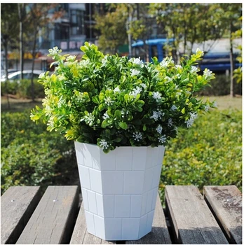 

Free shipping New Wedding Home Hotel Table Decoration Artificial Green grass white flowers artificial flowers