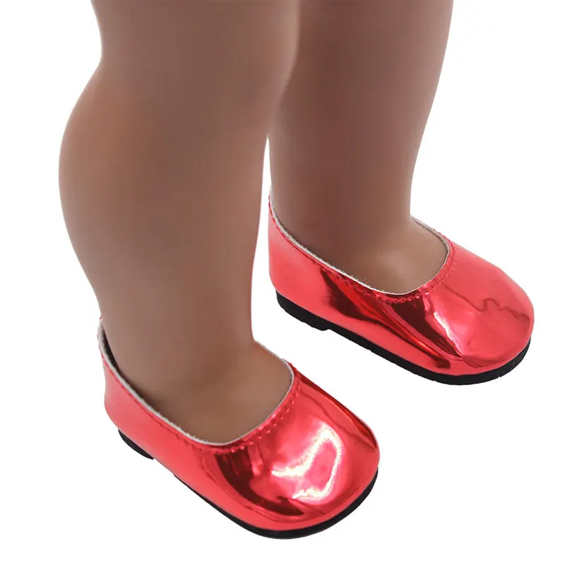 Милые 18 дюймовые Яркие Кожаные туфли для девочек 43 см, мини-туфли для куклы, подарок на Рождество