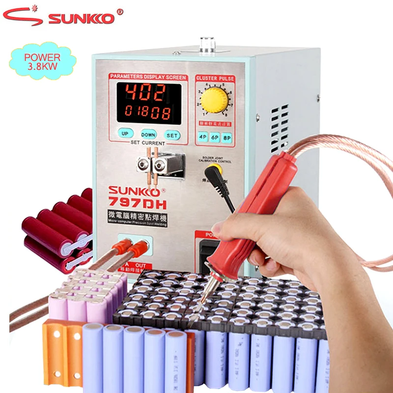 

SUNKKO 797DH battery spot welding machine 3.8KW high power welding thickness up to 0.35mm 110V 220V pulse spot welding machine