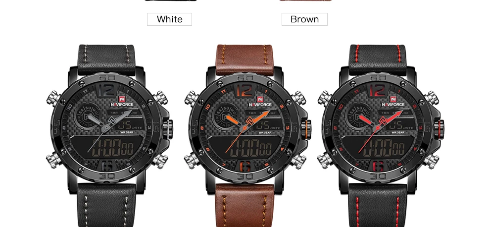 NAVIFORCE Лидирующий бренд Для мужчин армии спортивные часы Водонепроницаемый светодиодный цифровой аналоговый Кварцевые наручные часы Для мужчин часы Relogio Masculino