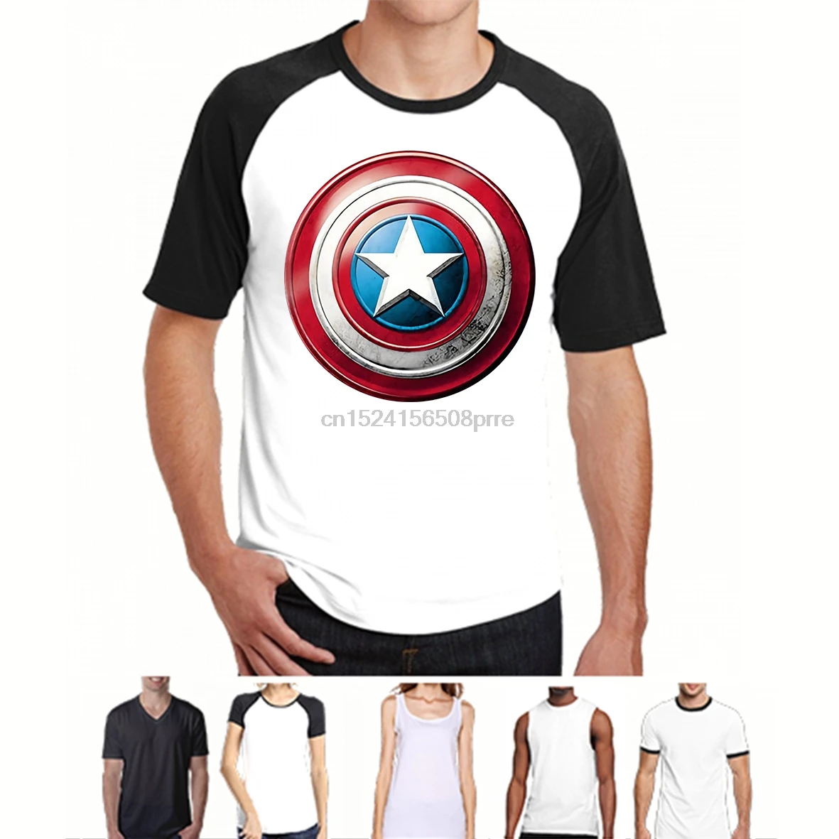 

Camiseta Capitan America Escudo Desgastado Captain America T Shirt Maglietta