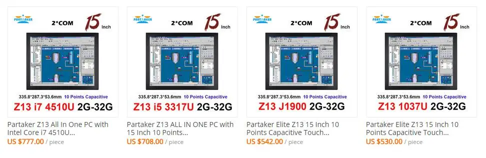 Причастником Z13 все в одном ПК с Intel Core i7 4510U 2 * COM Порты 15 дюймов 10 баллов емкостный сенсорный экран компьютера