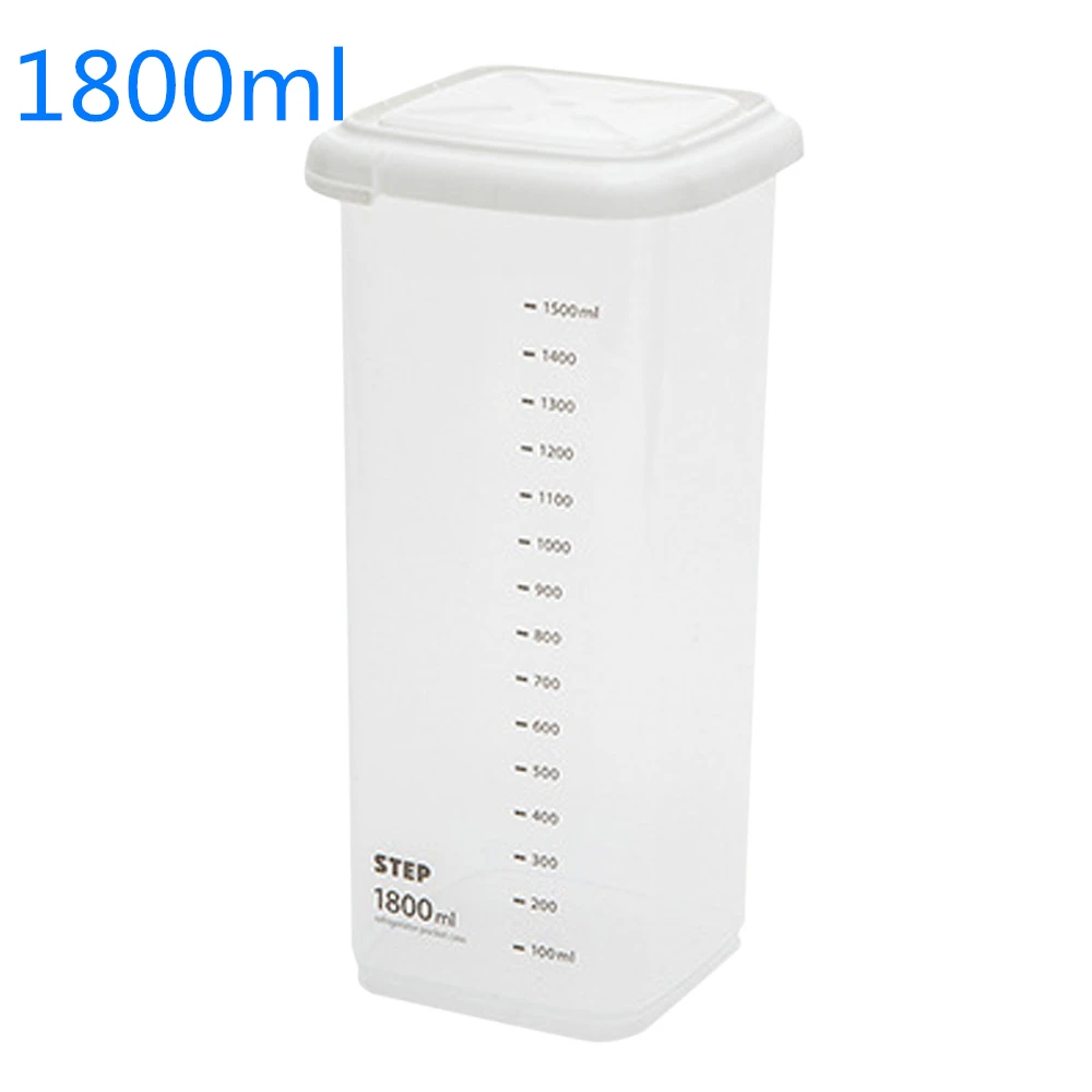 1pcs Plastic Sealed Cans Storage Box Jar Transparent Container Measuring Cup Kitchen Storage Box Food Canister Keep Fresh Jar - Цвет: 1800ml
