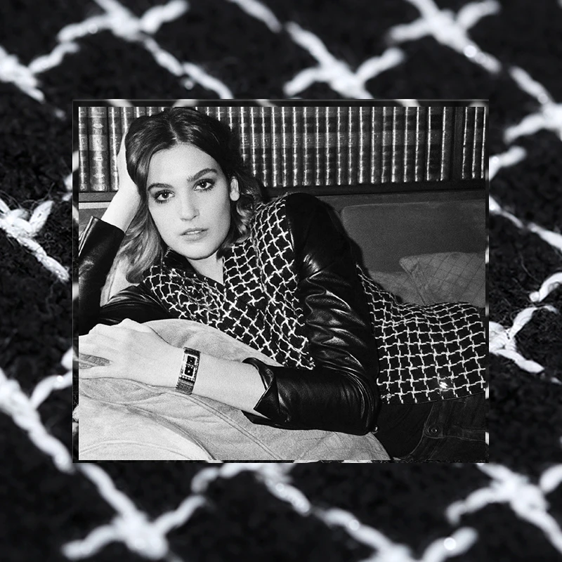 

Black White Check Knitted Wool Fabric for Autumn Winter Dress Outwear Overcoat Jacket 140CM Wide 520G/M DE616