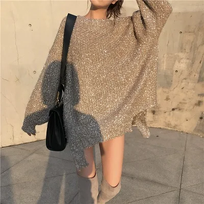 

NiceMix 2019 Women Autumn Winter Shiny Bling Bling Sweaters Befree Femal Sweater Knitting Pullovers Turtleneck Tops Jumpers