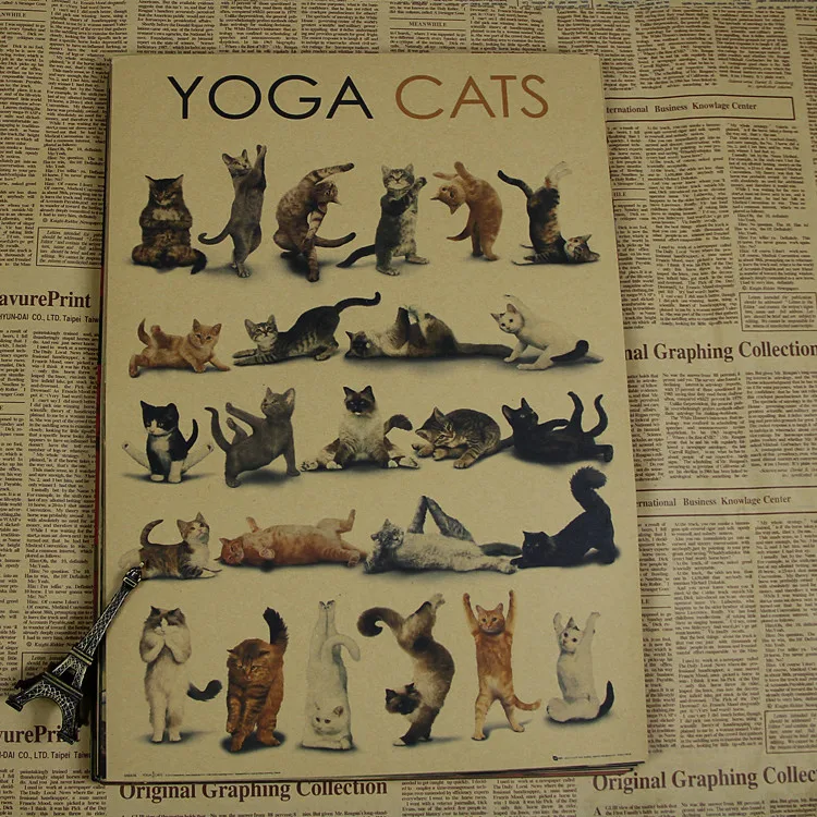 

vintage lovely cat animal poster retro wall art sticker painting living room decoration bedroom print picture photo 42x30cm