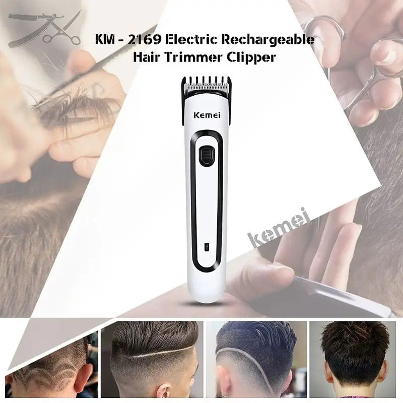 Kemei KM-2169 Hair Trimmer Rechargeable Dual-use Stainless Steel Hair Clipper Accessory T77