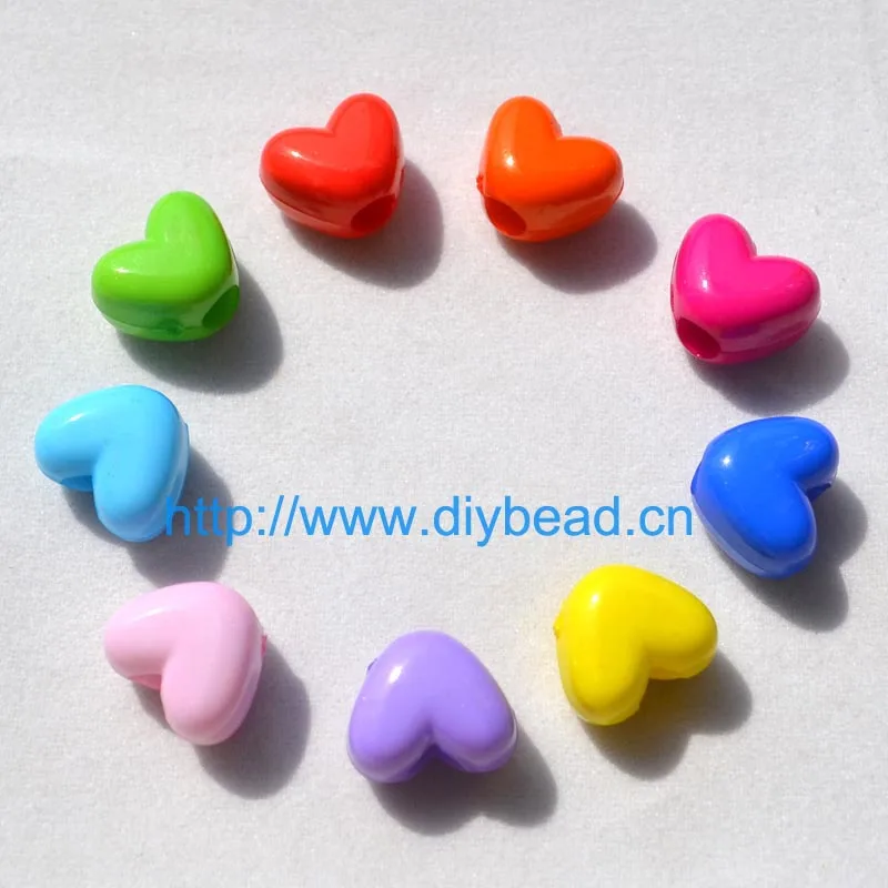 

Loom Bands DIY Accessory,Heart Shape Beads,Mix Color,10MM Big Hole Acrylic Beads