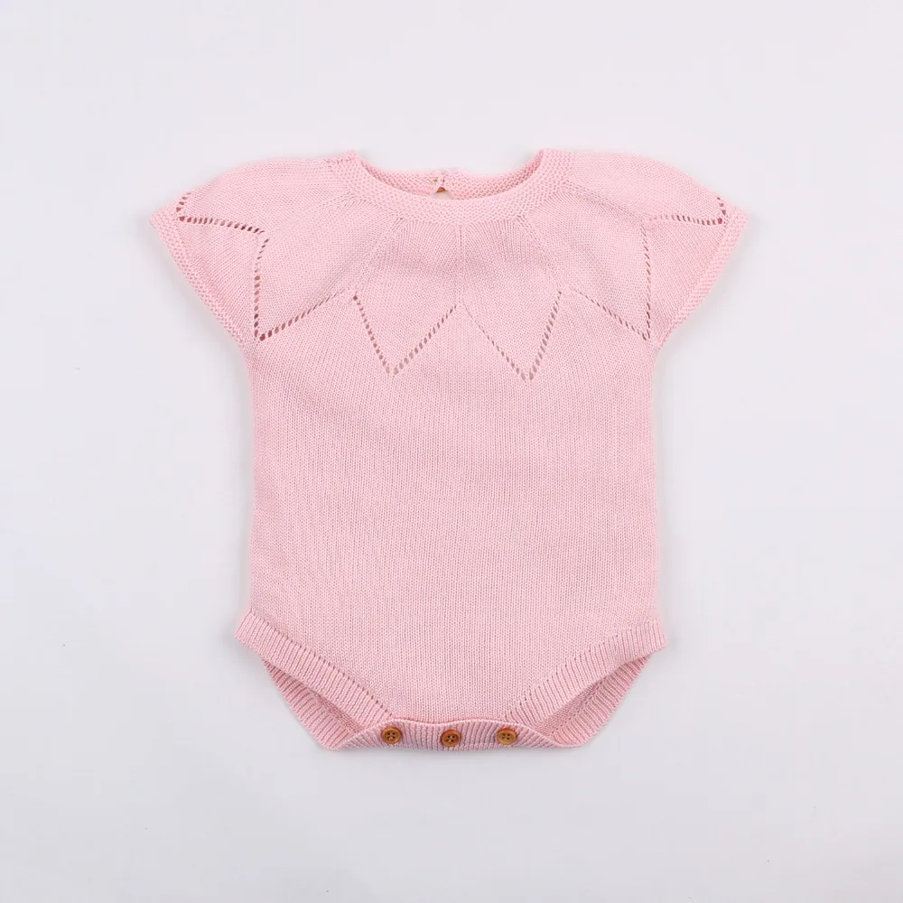 Pink Overalls For Newborns Girls Short Sleeves Sunsuits Summer Grey