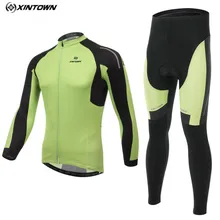 Xintown Для мужчин для верховой езды спортивная одежда с длинным рукавом Велоспорт Джерси Зеленый Велосипед Зима Майо Roupa Ciclismo Велосипедная форма cc0387