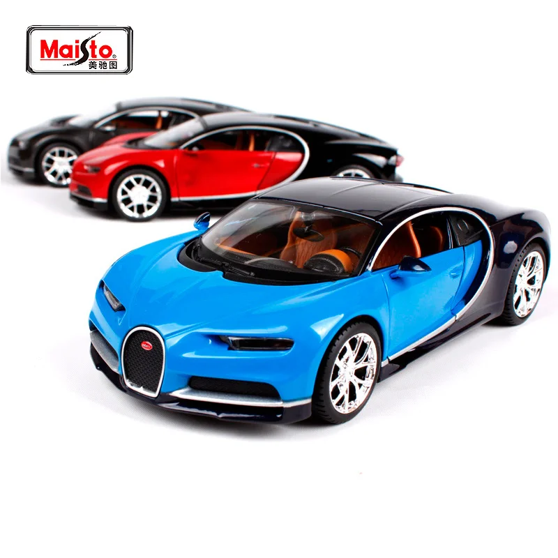Модель гоночного автомобиля Maisto 1:24 Bugatti Chiron синего цвета игрушечная новая в