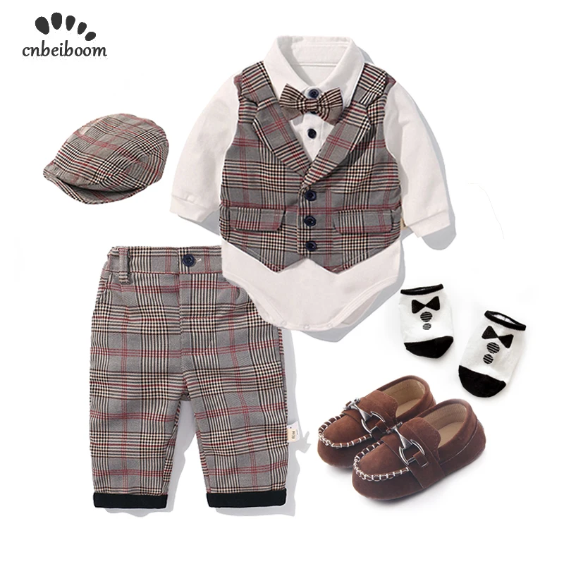 Детский комбинезон с длинными рукавами, комплекты одежды 201, хлопковый в сетку для мальчиков, осенне-зимние костюмы джентльмена, комбинезоны для новорожденных, одежда для маленьких мальчиков