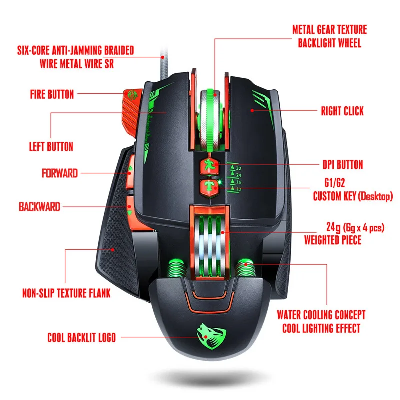 Новинка V9 USB Проводная программируемая игровая мышь 3200DPI Регулируемая подсветка 8
