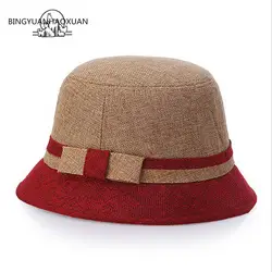 BINGYUANHAOXUAN Для женщин Для мужчин льняная Летняя Пляжная Солнцезащитная шляпка для Леди Элегантный фетровая шляпа Mr удовольствие папа
