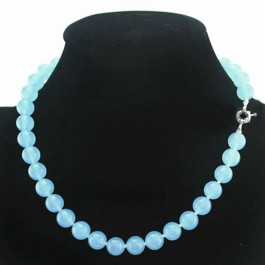 New Fashion 10 mm Brazil Aquamarine gemstone bead necklace 20inch