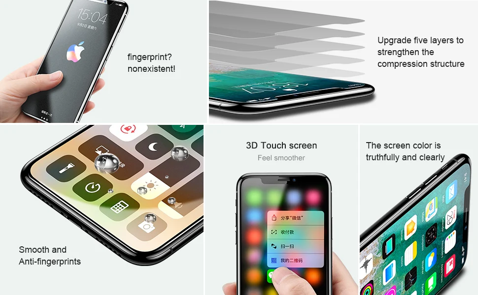 Закаленное стекло Baseus 0,25 мм с защитой от отпечатков пальцев для iPhone X 3D, ультратонкая Защитная пленка для экрана, закаленное стекло для iPhone10