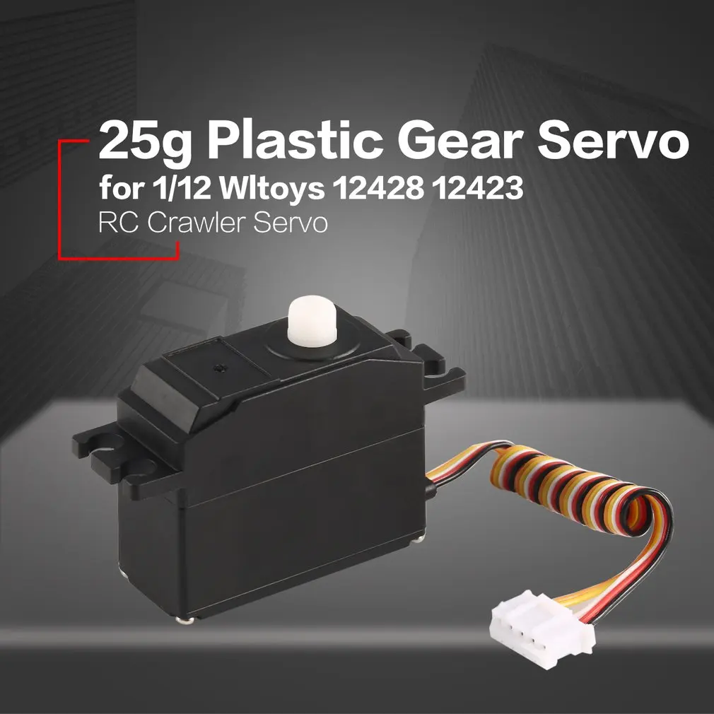 1Pc 25g Plastic Gear Servo 4.8-6V for 1/12 Wltoys 12428 12423 RC Car Truck Model Steering Parts RC Toys Accessories
