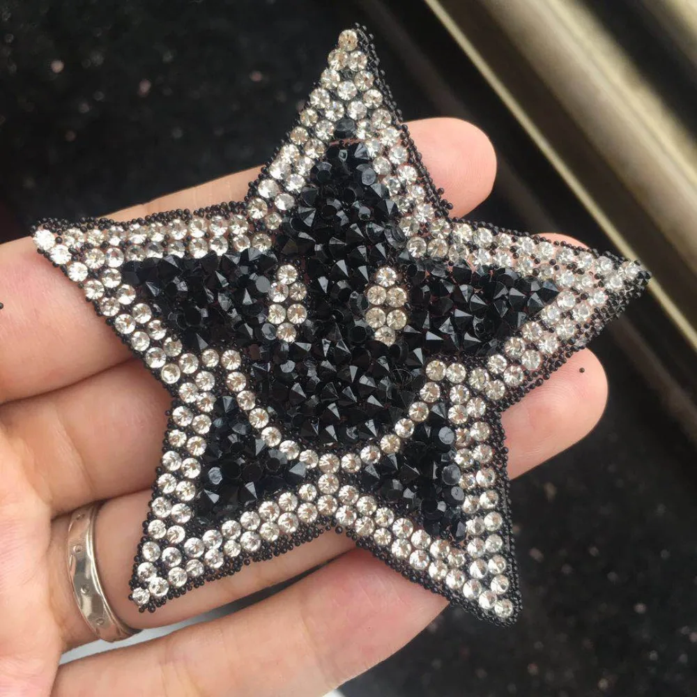 

10pcs Sparkling Fun Rhinestones Star Patch Iron on Sewing Crystal Applique For Jeans Clothing Decorations