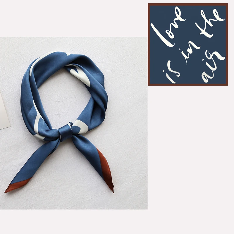 

70X70cm 2019NEW Korean Silk square Scarf Women print letters Neckerchief Retro women Bandana for bussiness Office Lady Accessory