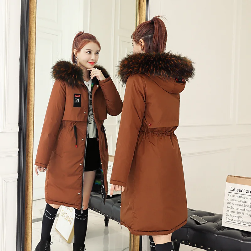 Новая осенне-зимняя женская парка модная куртка зимнее пальто женский пуховик с капюшоном Теплое повседневное пальто размера плюс M190617