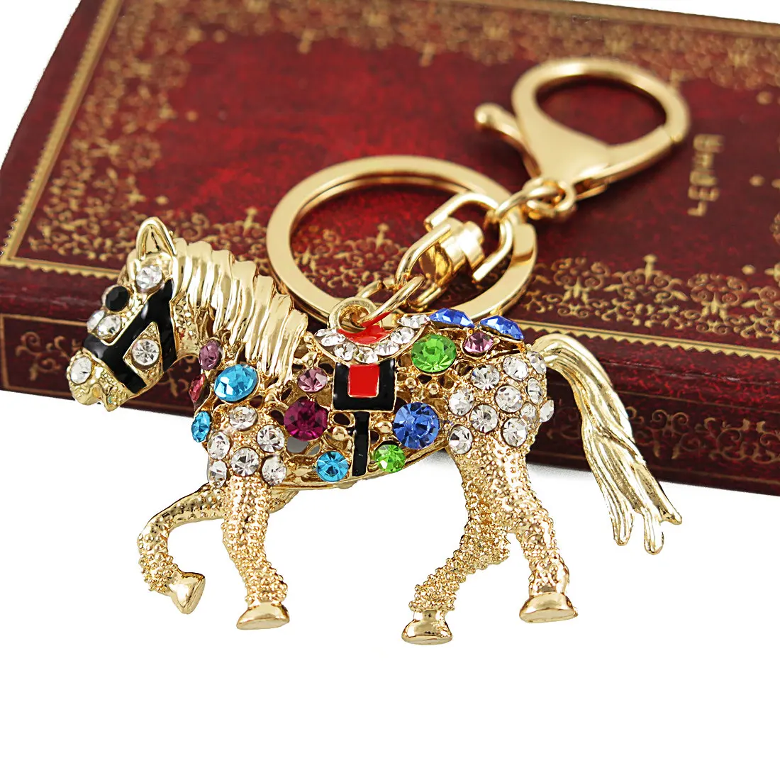 Unique Multicolor Crystal Horse Metal Bag Pendant Key Holder Keyring Keychain For Car Best Gift Unique Multicolor Crystal Horse Metal Bag Pendant Key Holder Keyring Keychain For Car Best Gift