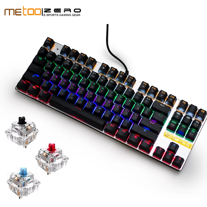 Игровая Механическая 87/104 клавиатура с защитой от привидения светящийся синий