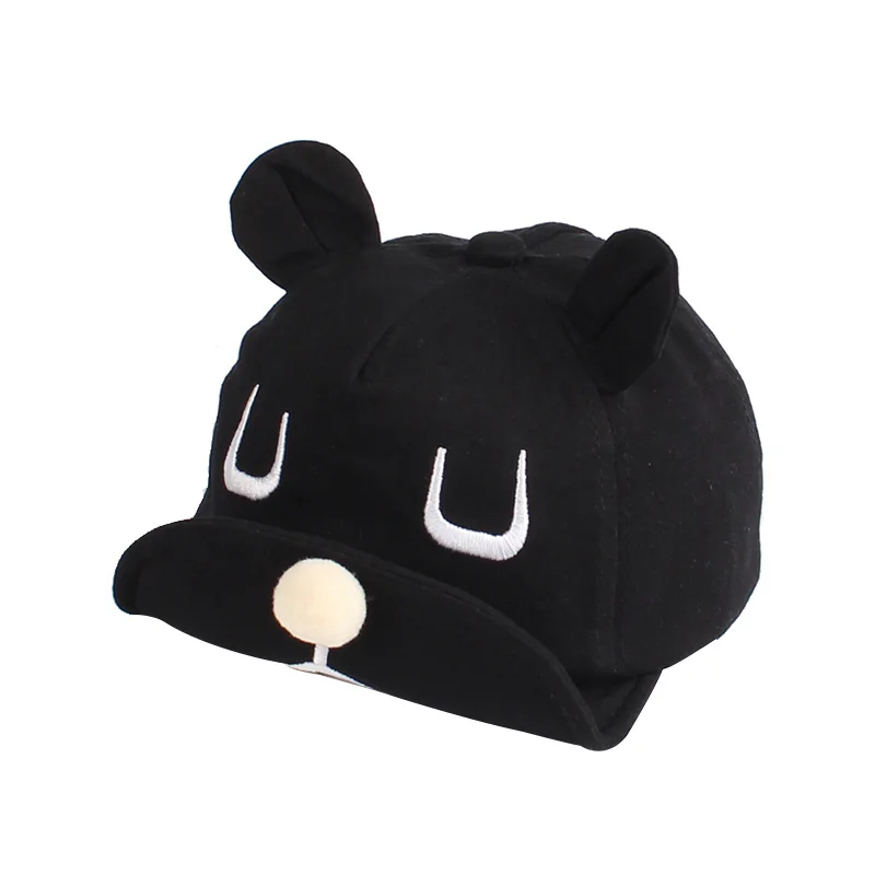 Soft Baby Baseball Cap Bear Ears Baby Hat  Cotton Autumn Infant Cap For Boys Girl Solid Cartoon Sun Hat Black Pink Gray Kids Cap (15)