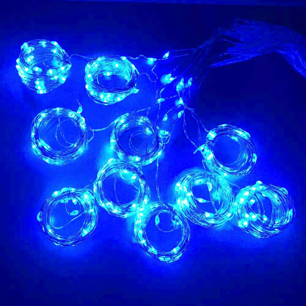 300 светодиодный Сказочный светодиодный светильник с функцией памяти для рождества, Нового года, вечерние гирлянды, занавески, свадебные украшения, мерцающие лампы - Испускаемый цвет: Синий