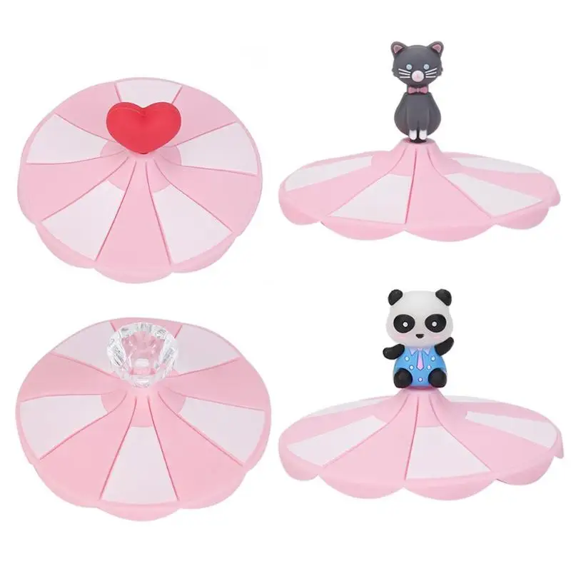 1 Cartoon Heat Resistant Silicone Cup Lid Leakproof Cups Cover Tea Cup Suction Unique Soft Silica Gel Has Good Anti-Skid Effect